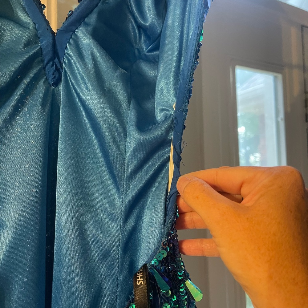 Sherri Hill Style 56697 Peacock Blue Mini Formal - Picture 10 of 10